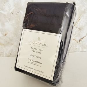 Everhome Egyptian Cotton Hemstitch King Flat Sheet Navy